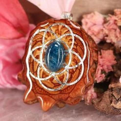 TEP Blue Apatite With Silver Seed Of Life