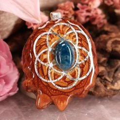 TEP Blue Apatite With Silver Seed Of Life
