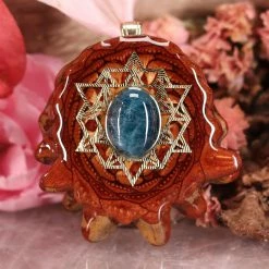 TEP Blue Apatite With Gold 64 Star Tetrahedron Pendants