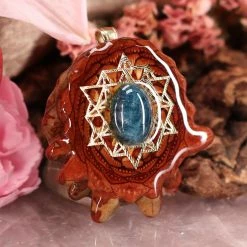 TEP Blue Apatite With Gold 64 Star Tetrahedron Pendants