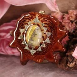 TEP Bumblebee Jasper With Gold Sri Yantra Pendants