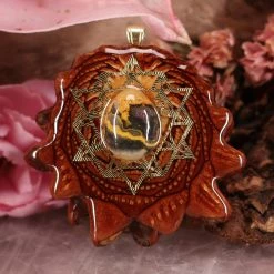 TEP Pendants Bumblebee Jasper With Gold 64 Star Tetrahedron