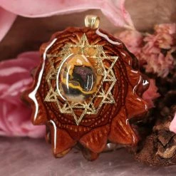 TEP Pendants Bumblebee Jasper With Gold 64 Star Tetrahedron