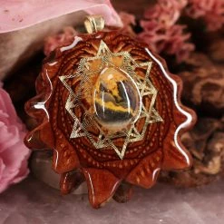TEP Pendants Bumblebee Jasper With Gold 64 Star Tetrahedron