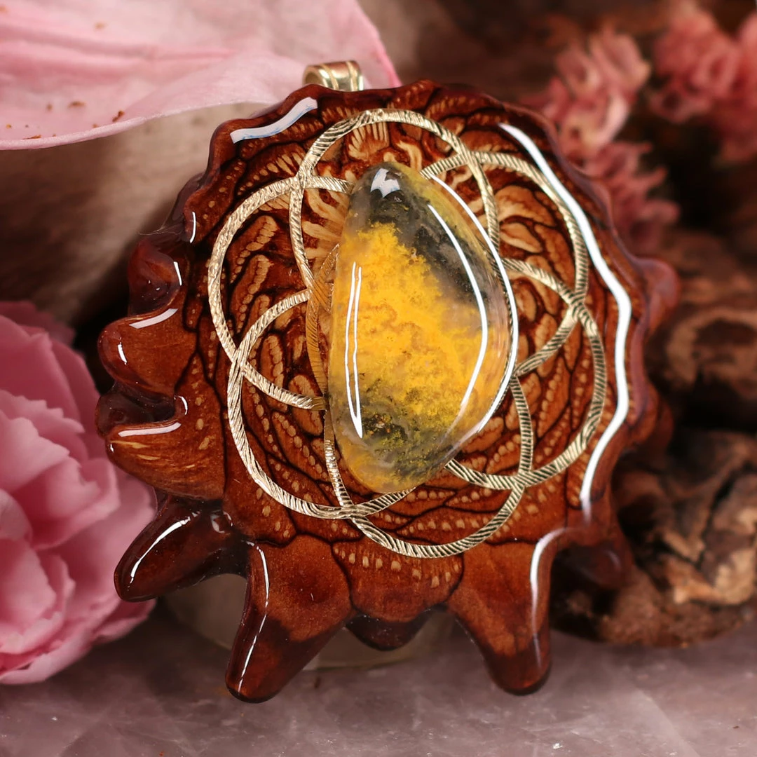 TEP Bumblebee Jasper With Gold Seed Of Life 5 TEP Bumblebee Jasper With Gold Seed Of Life