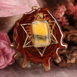 TEP Pendants Bumblebee Jasper With Gold Merkaba 7 TEP Pendants Bumblebee Jasper With Gold Merkaba