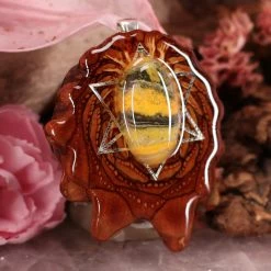 TEP Pendants Bumblebee Jasper With Silver Merkaba