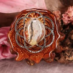 TEP Crazy Lace Agate With Silver Seed Of Life