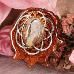 TEP Crazy Lace Agate With Silver Seed Of Life