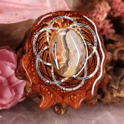 TEP Crazy Lace Agate With Silver Seed Of Life