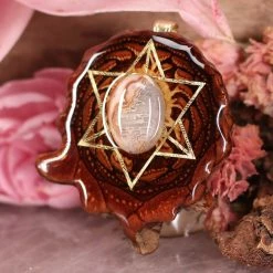 TEP Crazy Lace Agate With Gold Merkaba