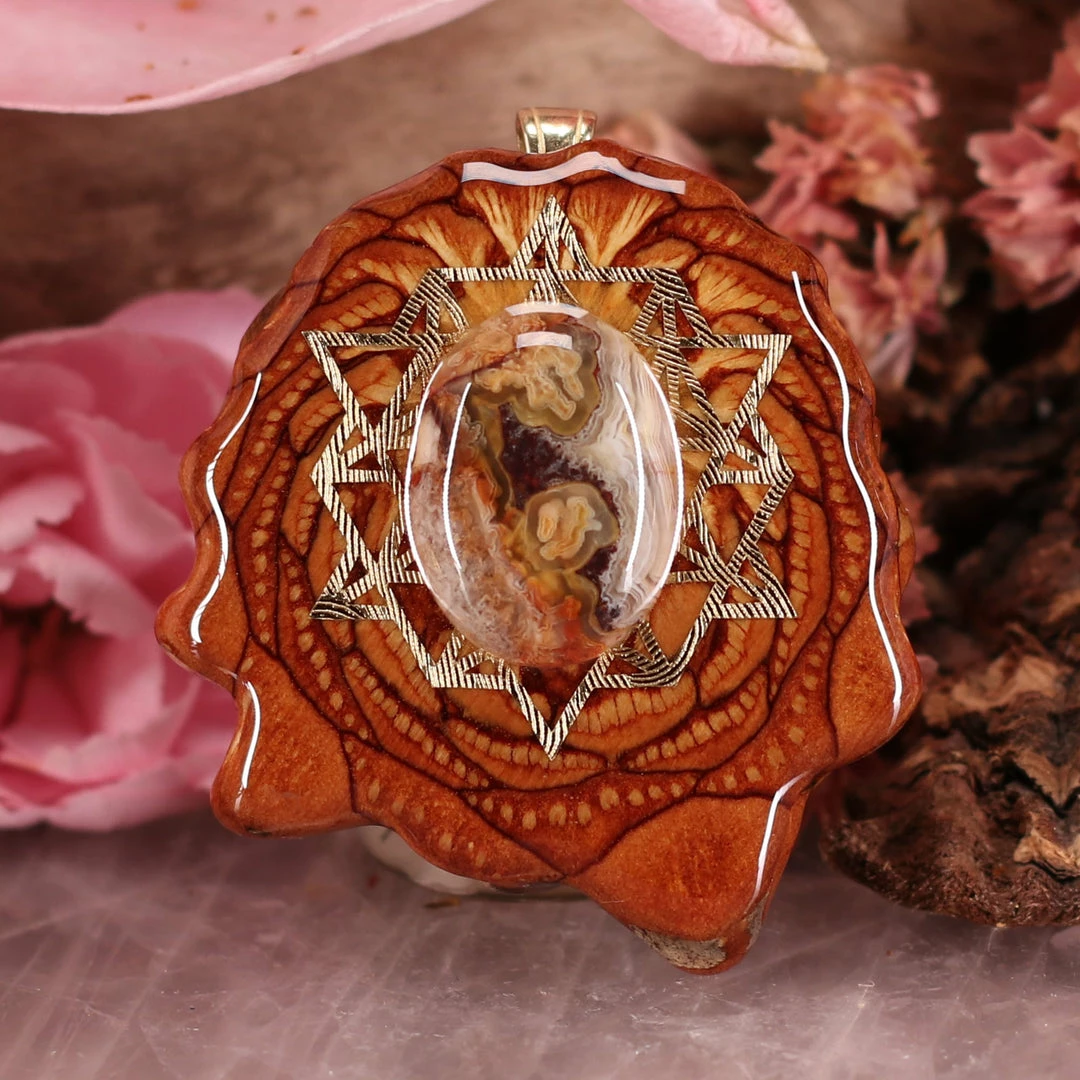 TEP Crazy Lace Agate With Gold 64 Star Tetrahedron 3 TEP Crazy Lace Agate With Gold 64 Star Tetrahedron