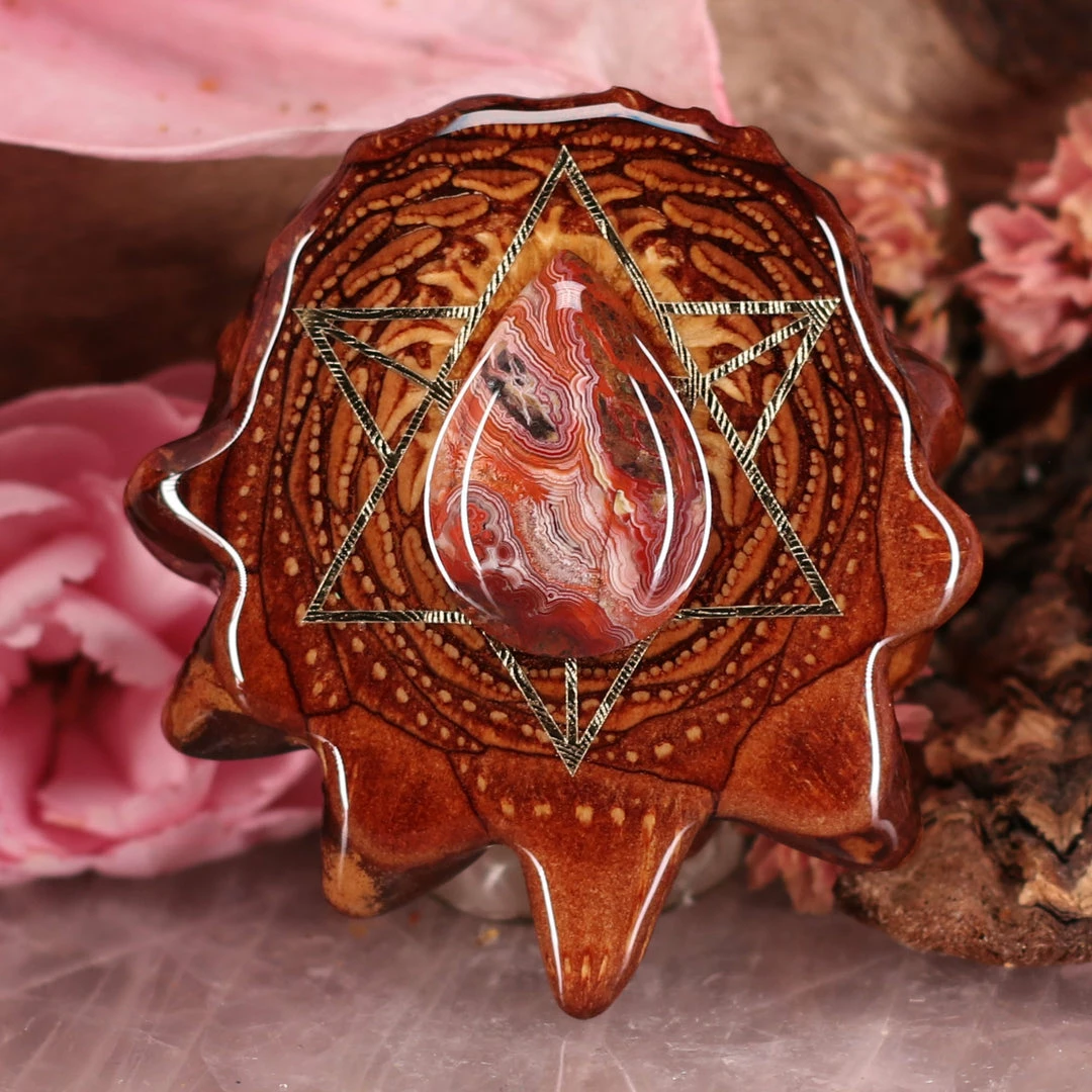 TEP Crazy Lace Agate With Gold Merkaba Pendants 3 TEP Crazy Lace Agate With Gold Merkaba Pendants