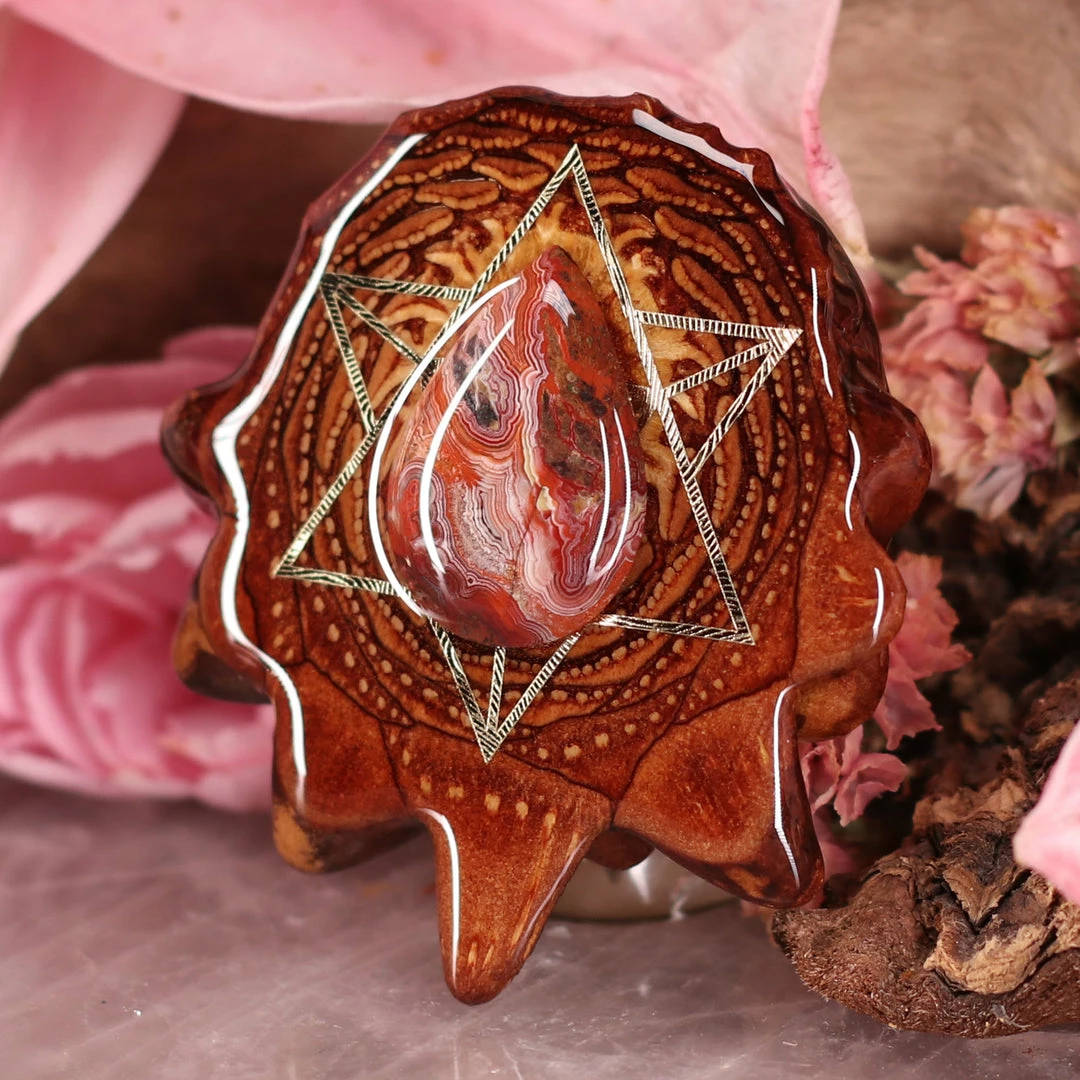 TEP Crazy Lace Agate With Gold Merkaba Pendants 4 TEP Crazy Lace Agate With Gold Merkaba Pendants