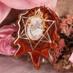 TEP Crazy Lace Agate With Silver Merkaba