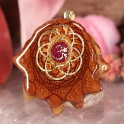 TEP Crushed Sugilite (Glows) With Gold Seed Of Life And Front Om