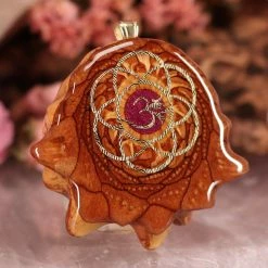 TEP Crushed Sugilite (Glows) With Gold Seed Of Life And Front Om