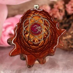 TEP Crushed Sugilite (Glows) With Gold Seed Of Life And Front Om Pendants