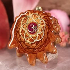 TEP Pendants Crushed Sugilite (Glows) With Gold Seed Of Life And Front Om