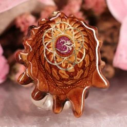 TEP Crushed Sugilite (Glows) With Gold Seed Of Life And Front Om Pendants