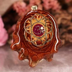 TEP Crushed Sugilite (Glows) With Gold Seed Of Life And Front Om Pendants 7 TEP Crushed Sugilite (Glows) With Gold Seed Of Life And Front Om Pendants