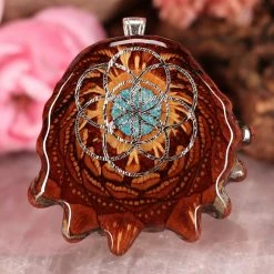 TEP Crushed Turquoise (Glows) With Silver Seed Of Life Pendants