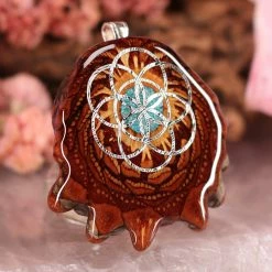 TEP Crushed Turquoise (Glows) With Silver Seed Of Life Pendants 7 TEP Crushed Turquoise (Glows) With Silver Seed Of Life Pendants