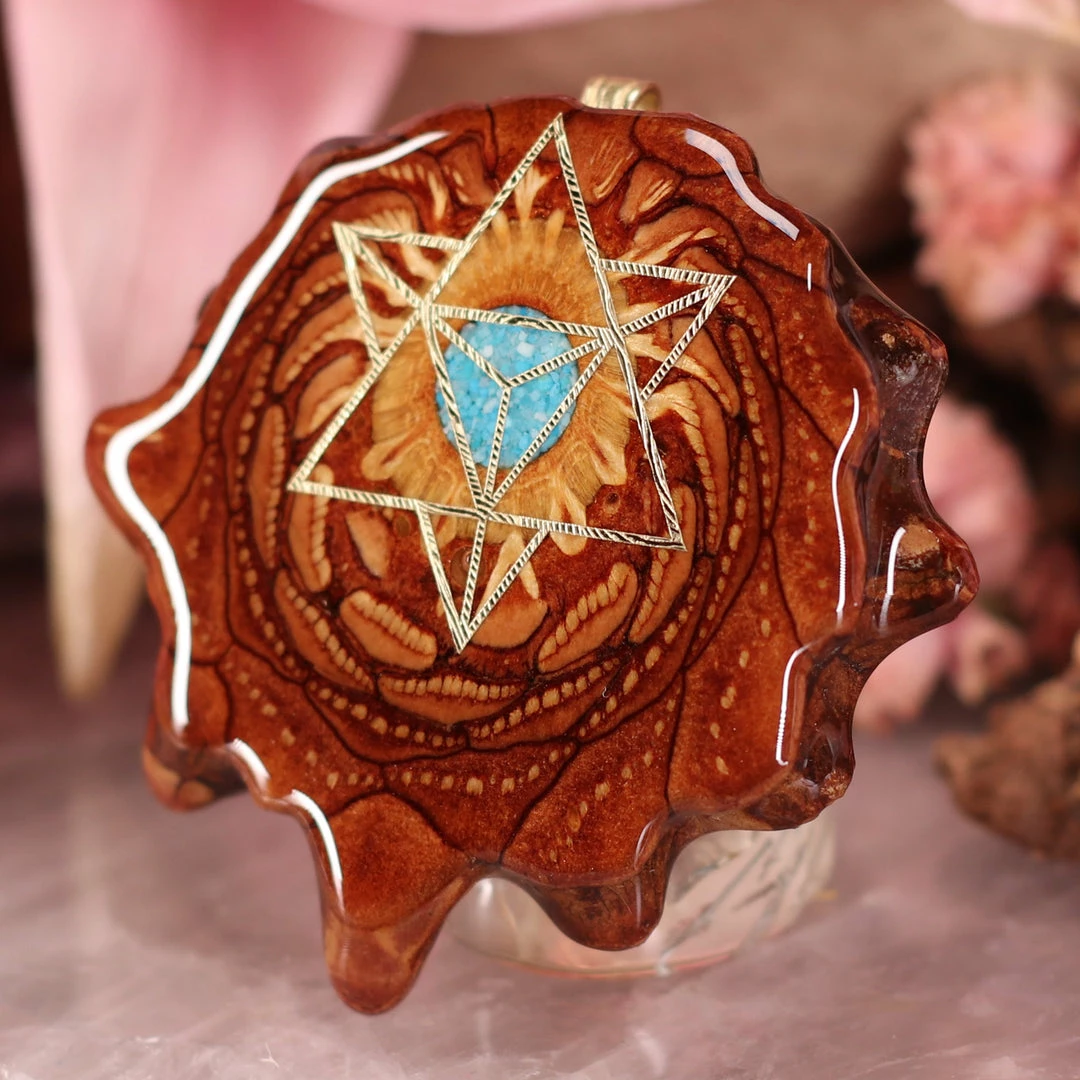 TEP Crushed Turquoise (Glows) With Gold Merkaba 4 TEP Crushed Turquoise (Glows) With Gold Merkaba