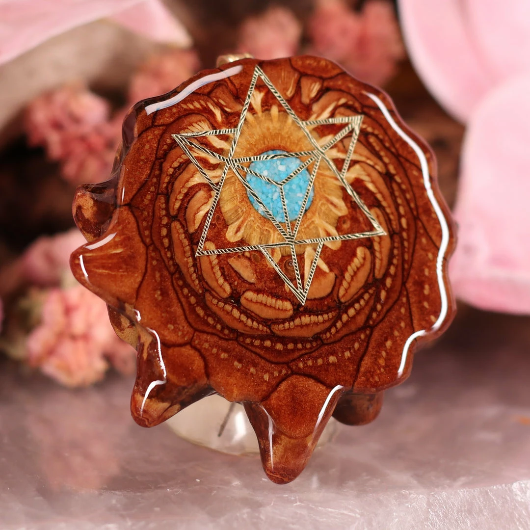 TEP Crushed Turquoise (Glows) With Gold Merkaba 5 TEP Crushed Turquoise (Glows) With Gold Merkaba