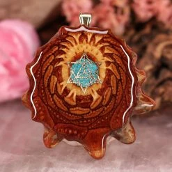 TEP Crushed Turquoise (Glows) With Gold Merkaba Pendants