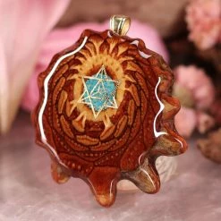 TEP Crushed Turquoise (Glows) With Gold Merkaba Pendants
