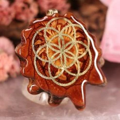 TEP Pendants Natural With Gold Seed Of Life