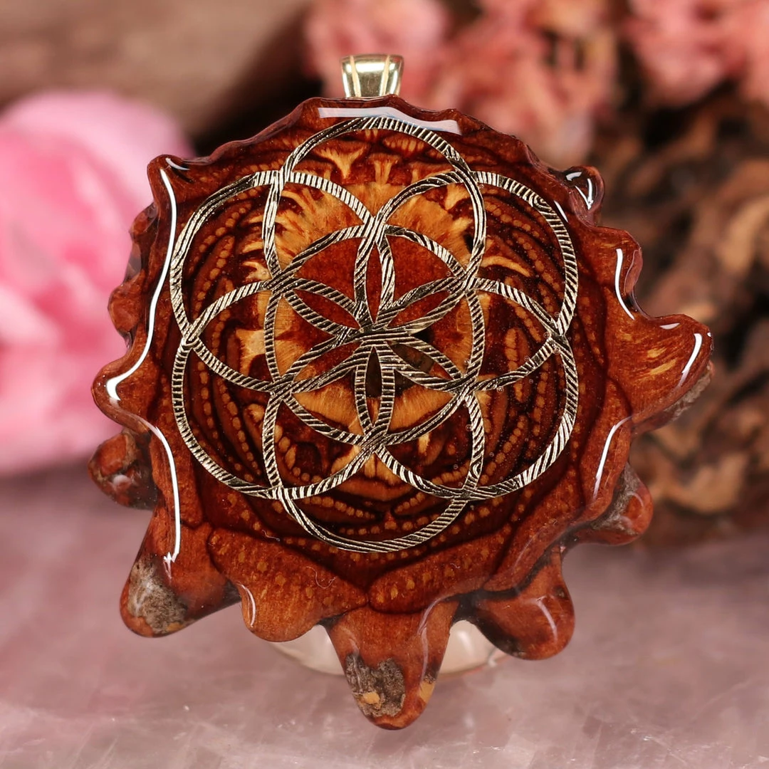 TEP Natural With Gold Seed Of Life 3 TEP Natural With Gold Seed Of Life