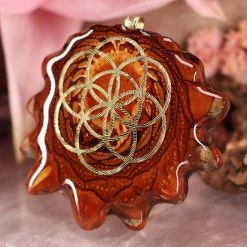 TEP Natural With Gold Seed Of Life Pendants