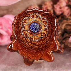 TEP Crushed Lapis (Glows) With Silver Seed Of Life And Front Om