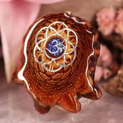 TEP Crushed Lapis (Glows) With Silver Seed Of Life And Front Om