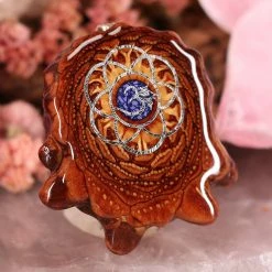 TEP Crushed Lapis (Glows) With Silver Seed Of Life And Front Om