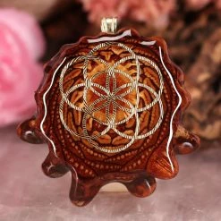 TEP Natural With Gold Seed Of Life Pendants