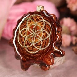 TEP Natural With Gold Seed Of Life Pendants