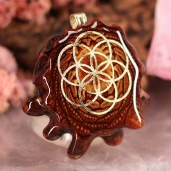 TEP Natural With Gold Seed Of Life Pendants