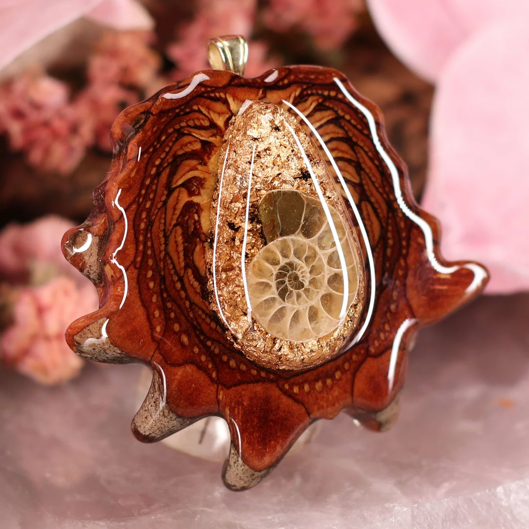 TEP Pendants Orgonite With Ammonite 5 TEP Pendants Orgonite With Ammonite