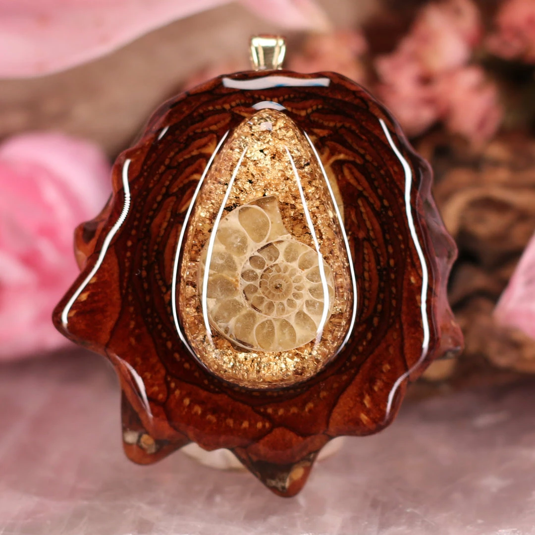 TEP Pendants Orgonite With Ammonite 3 TEP Pendants Orgonite With Ammonite