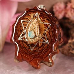 TEP Pendants Orgonite With Australian Blue Opal With Silver Merkaba And Back Om