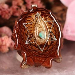 TEP Pendants Orgonite With Australian Blue Opal With Silver Merkaba And Back Om