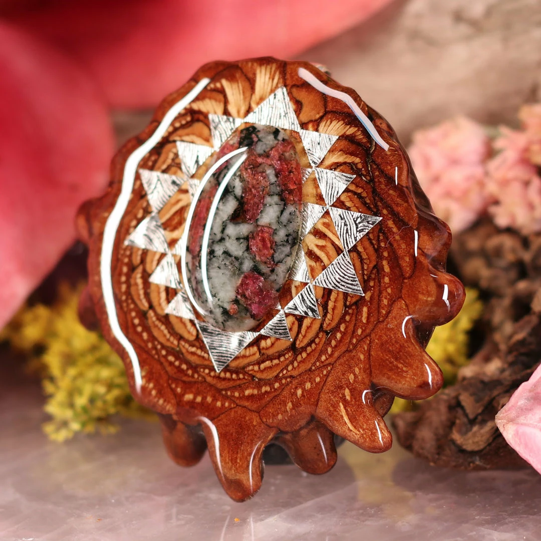 TEP Eudialyte With Silver Sri Yantra 4 TEP Eudialyte With Silver Sri Yantra