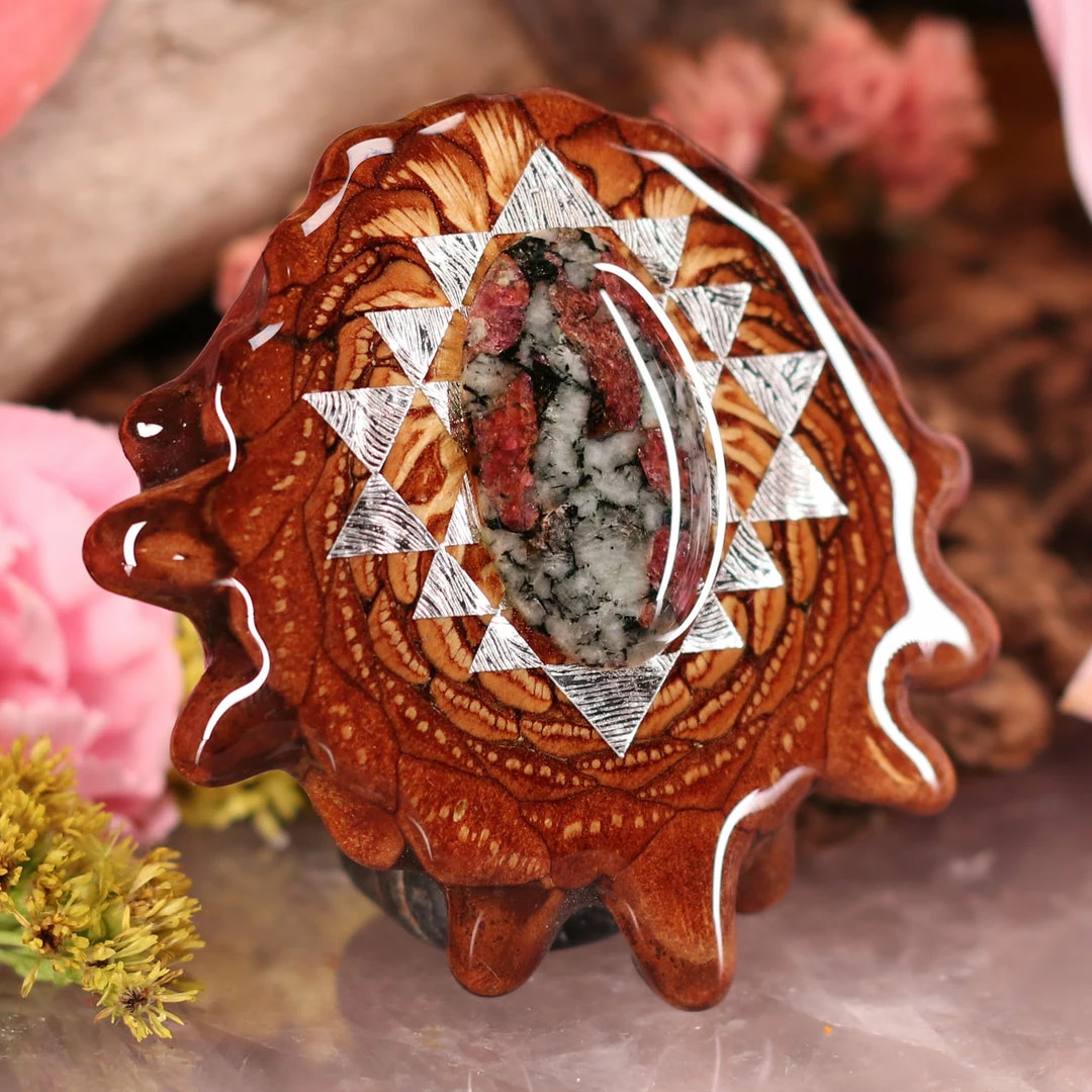 TEP Eudialyte With Silver Sri Yantra 5 TEP Eudialyte With Silver Sri Yantra