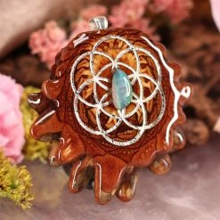 TEP Australian Blue Opal With Silver Seed Of Life And Back Om Pendants