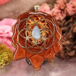 TEP Australian Blue Opal With Gold Seed Of Life And Back Om