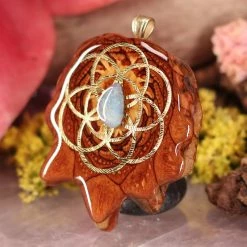 TEP Australian Blue Opal With Gold Seed Of Life And Back Om
