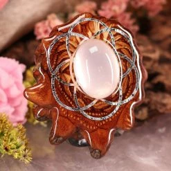 TEP Pendants Rose Quartz With Silver Seed Of Life 7 TEP Pendants Rose Quartz With Silver Seed Of Life